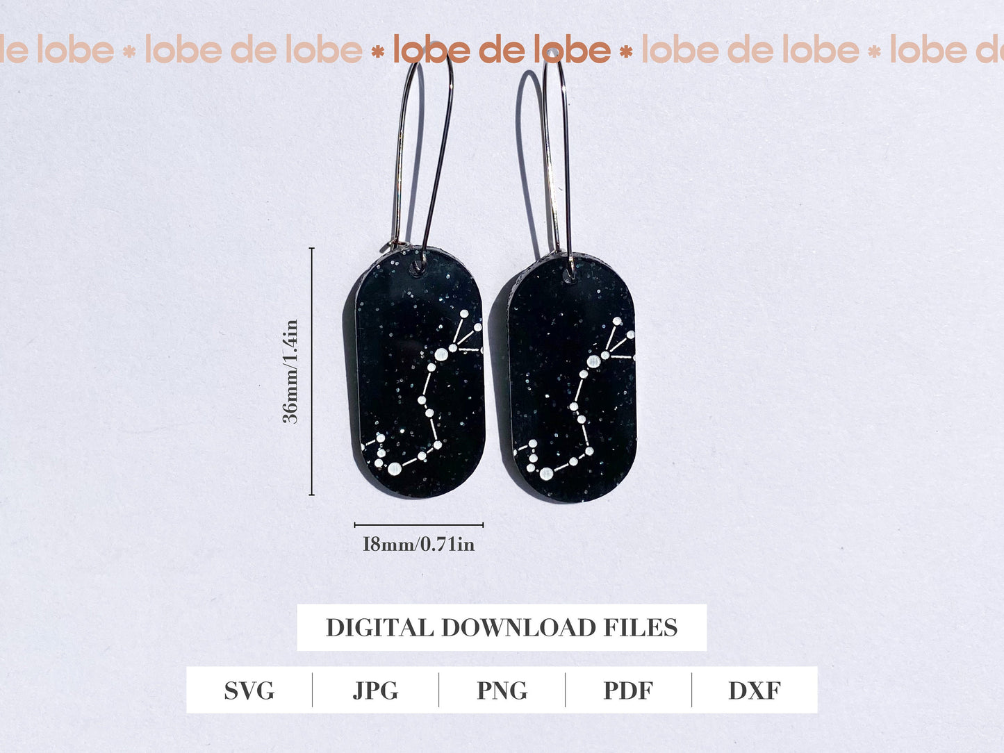 Zodiac Star Sign Astrology Laser Engraved Earrings Digital Download
