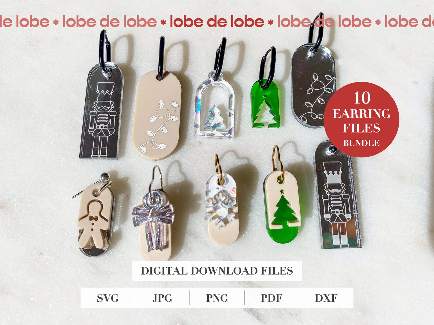 Christmas Holiday Bundle Acrylic Earrings Laser Cut SVG Files
