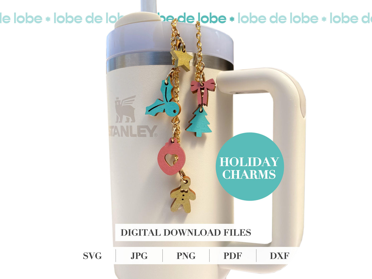 Christmas Holiday Festive Tumbler Laser Cut Charms