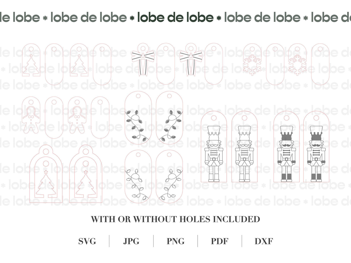 Christmas Holiday Bundle Acrylic Earrings Laser Cut SVG Files