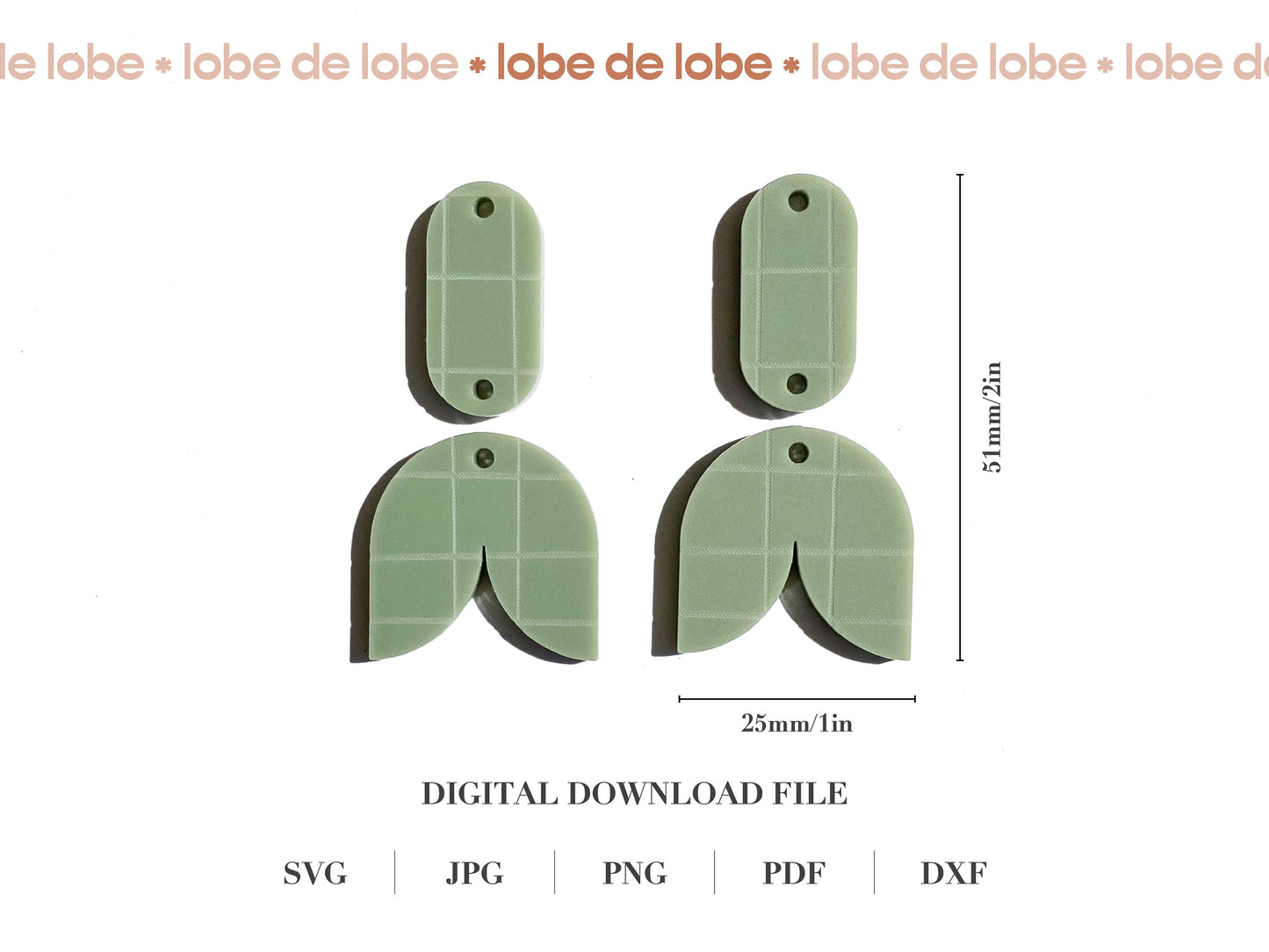 Modern Floral Check Laser Engraved Earrings Digital Download