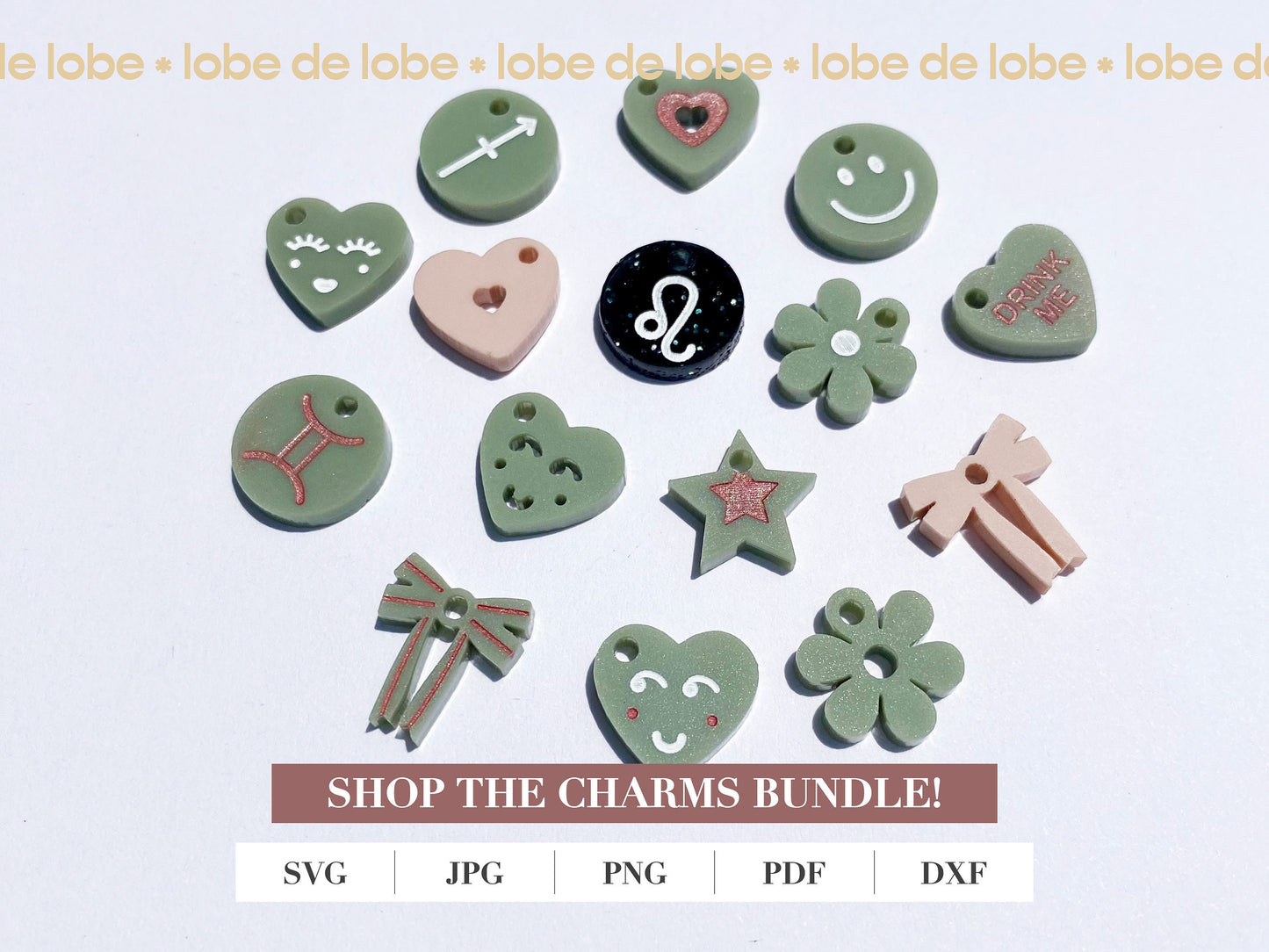 Loveheart Charms Stanley Cup Accessories Laser Cut SVG Files