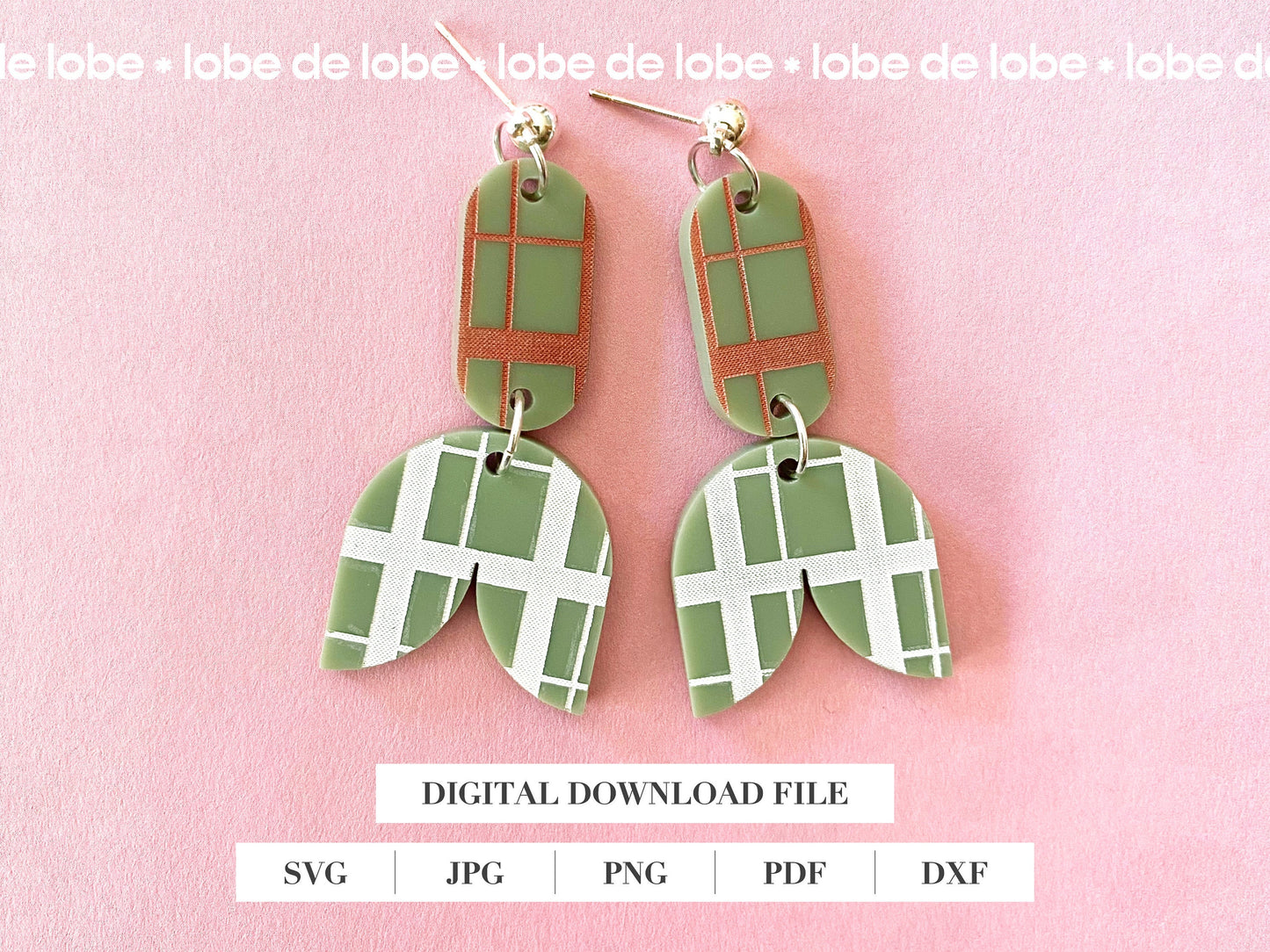 Tartan Tulip Laser Engraved Earrings Digital Download