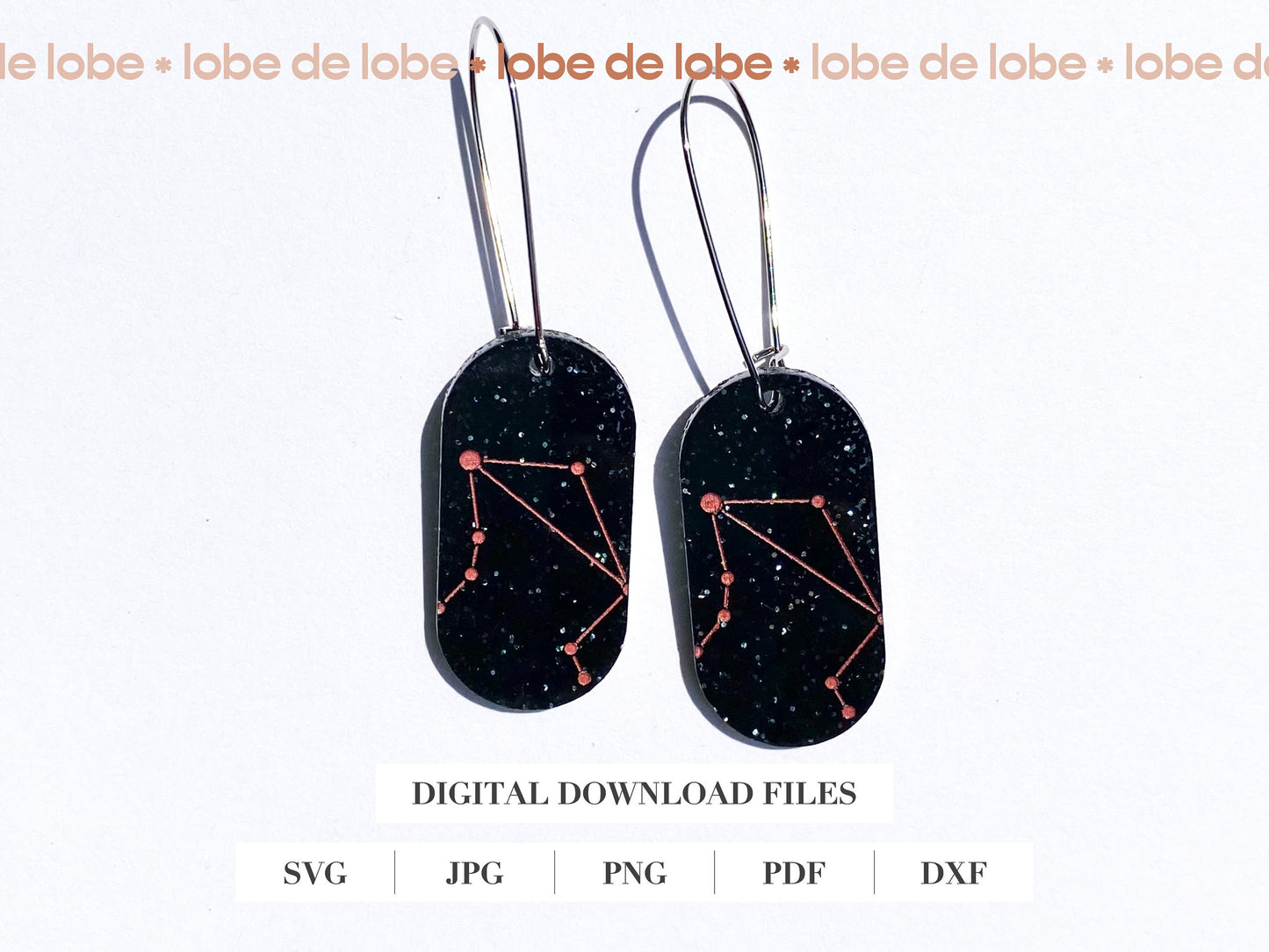 Zodiac Star Sign Astrology Laser Engraved Earrings Digital Download