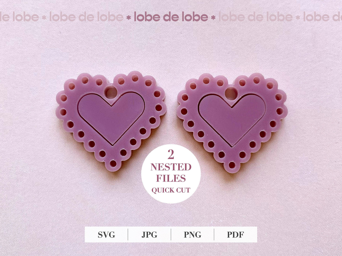 Valentines Scalloped Love Heart Earring Digital Download