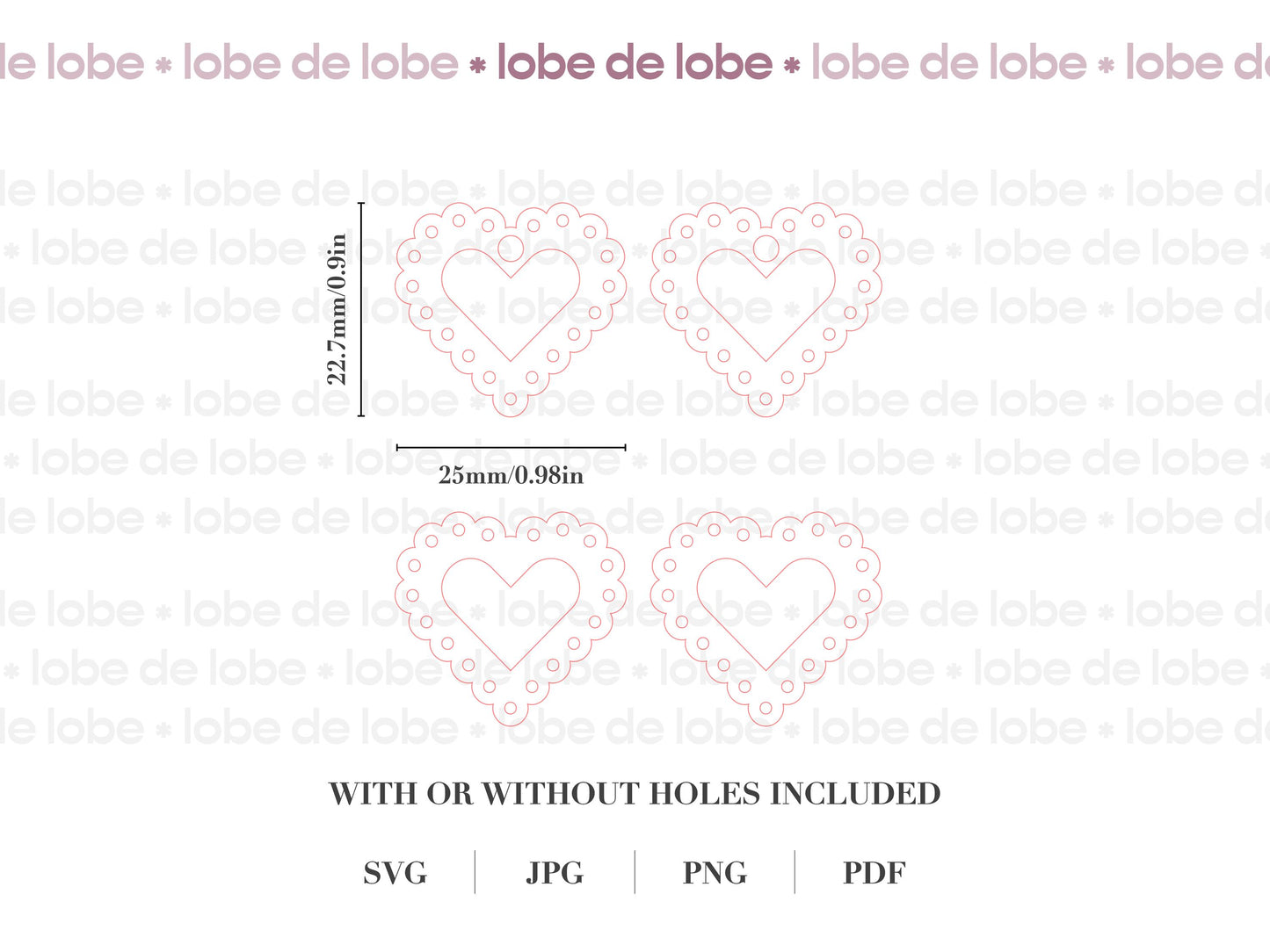 Valentines Scalloped Love Heart Earring Digital Download