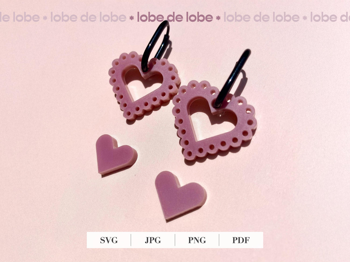 Valentines Scalloped Love Heart Earring Digital Download