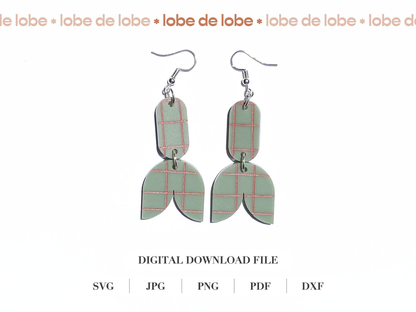 Modern Floral Check Laser Engraved Earrings Digital Download