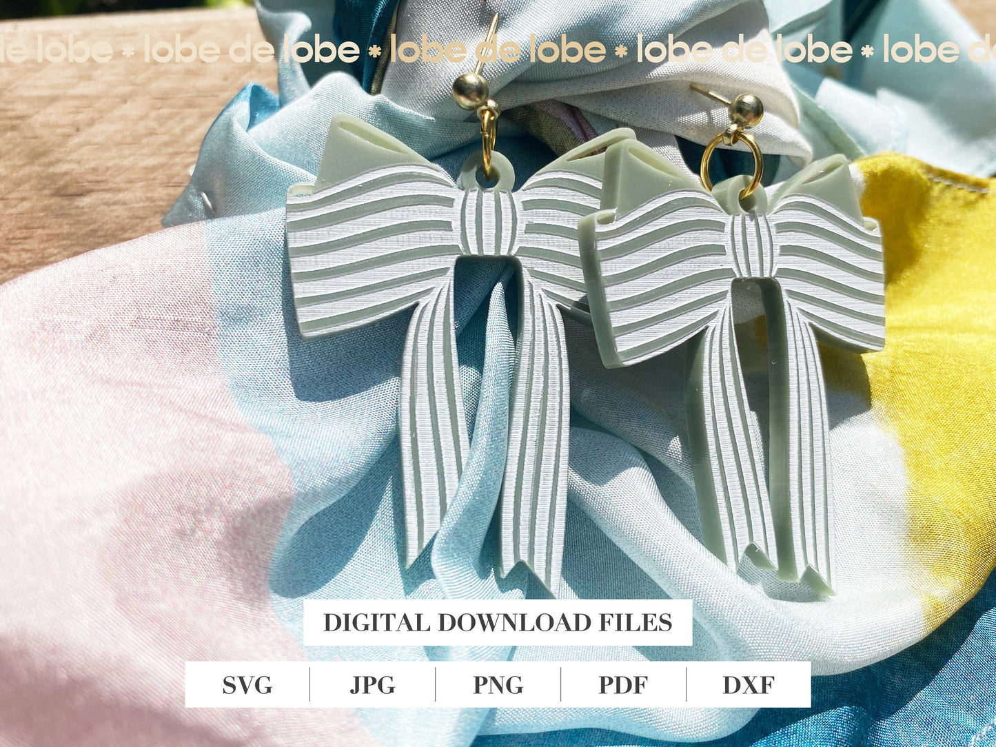 Coquette Ribbon Bow Bundle Laser Engraved Earrings Digital Download