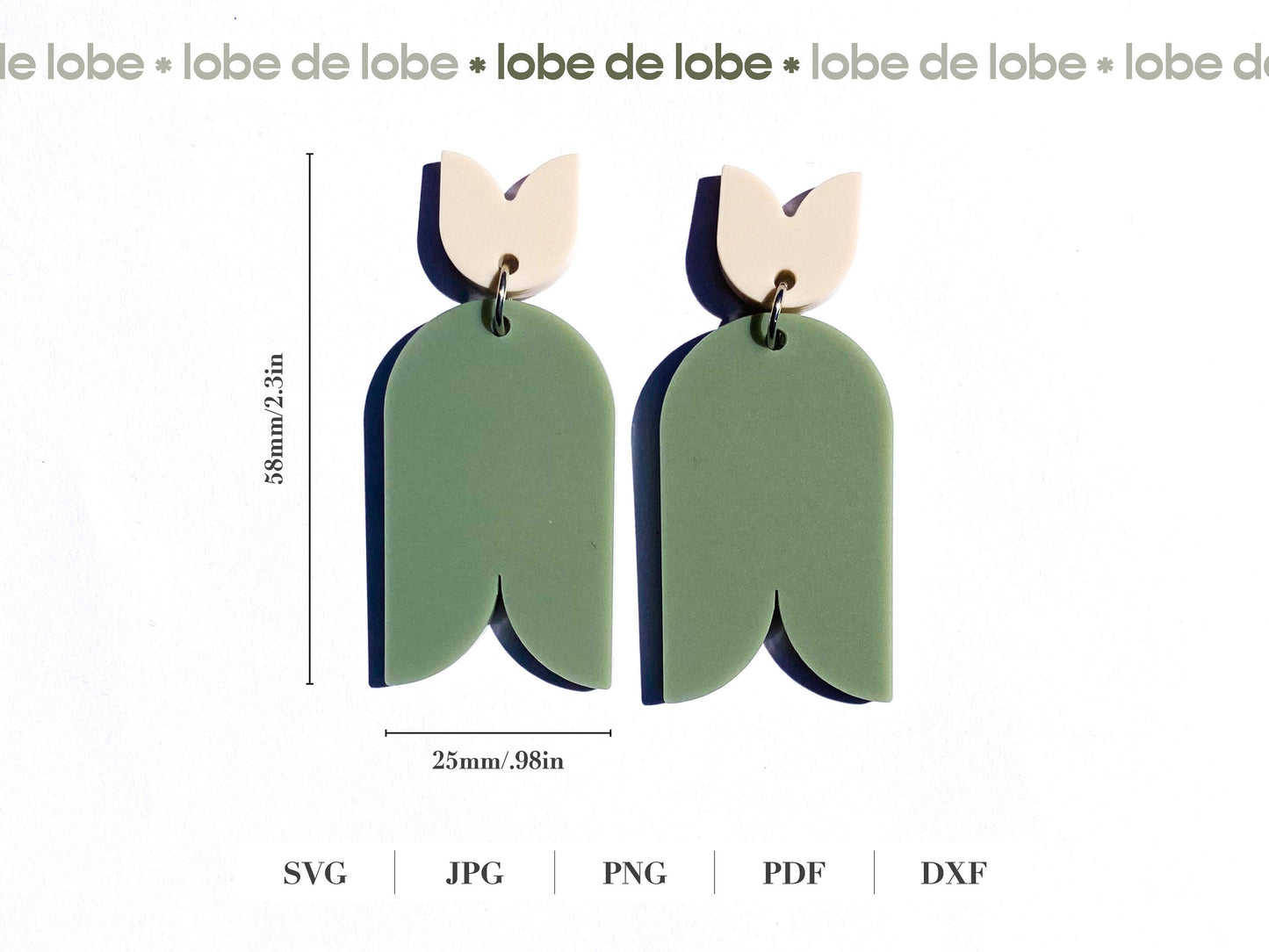 Modern Tulip Minimal Laser Cut Earrings Digital Download
