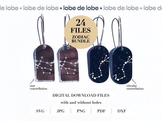 Star Sign Astrology Laser Engraved Earrings Digital Download