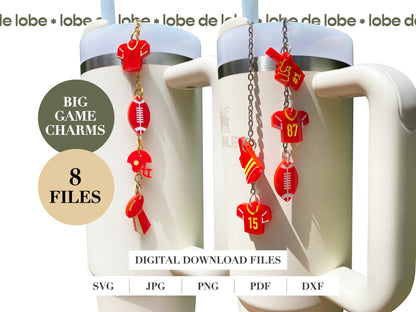 Football Tumbler Topper Laser Engraved Charms Digital Download