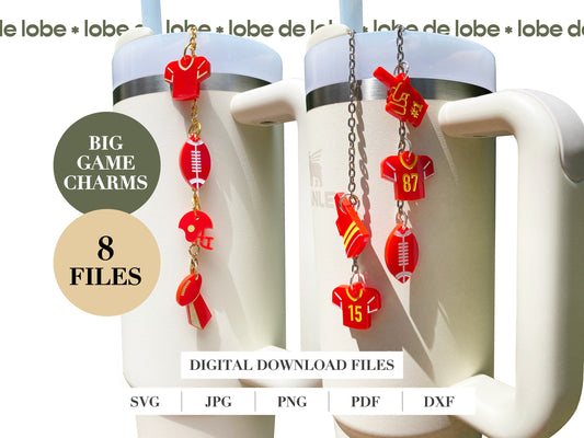 Football Tumbler Topper Laser Engraved Charms Digital Download
