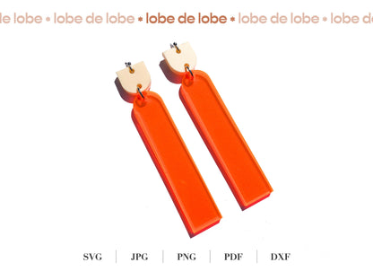 Retro Rectangle Dangle Laser Cut Earrings Digital Download