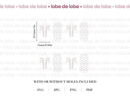 Valentines Love Hearts Bow Laser Engraved Earrings Digital Download