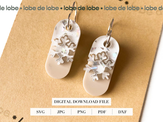 Laser Cut Design Earrings Festive Christmas Snowflake Winter SVG File