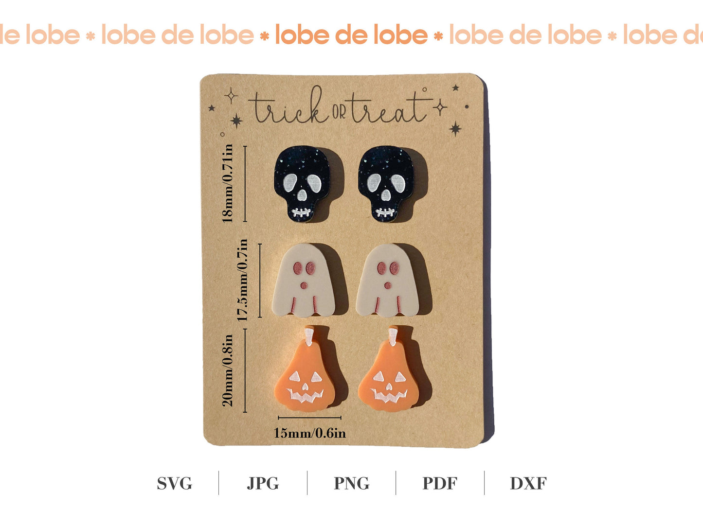 Halloween Skull, Ghost, Pumpkin Studs Laser Engraved Earrings Digital Download