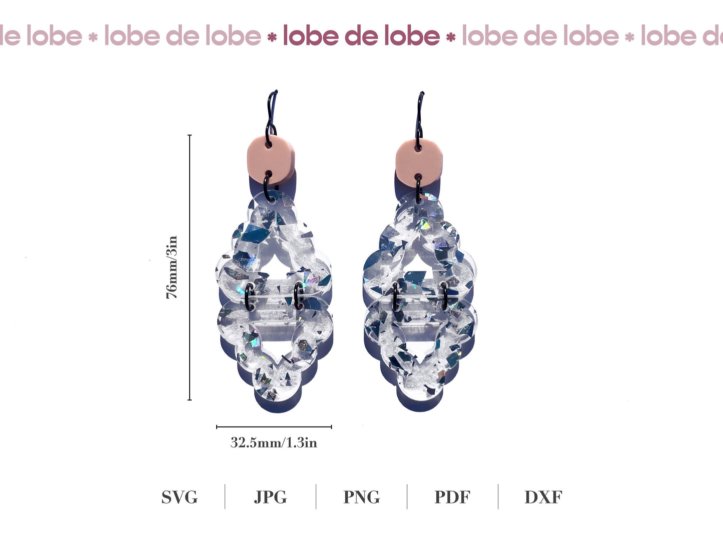 Stacked Triangle Scallop Laser Cut Earrings Digital Download
