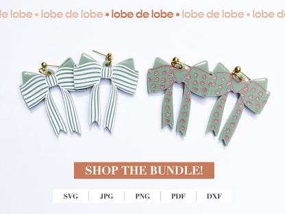 Striped Ribbon Bow Laser Engraved Earrings Digital Download