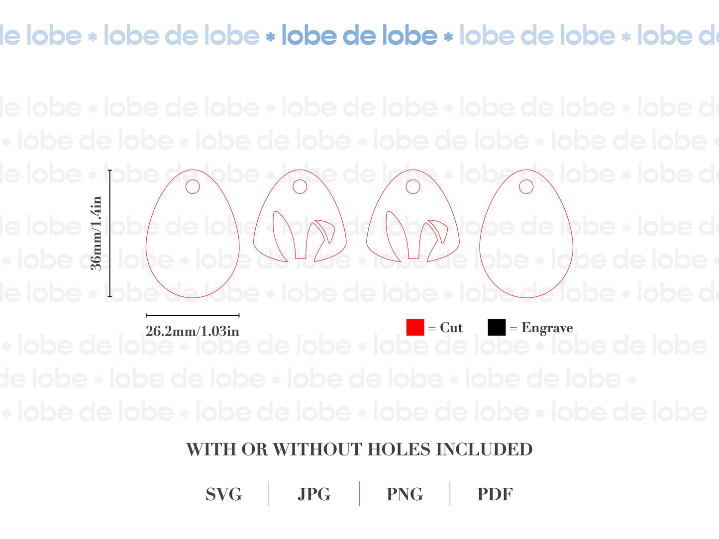 Laser Cut Design Files Easter Bunny Earring Acrylic Laser Engrave Cut SVG File
