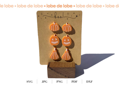 Fall Halloween Pumpkin Studs Laser Engraved Earrings Digital Download