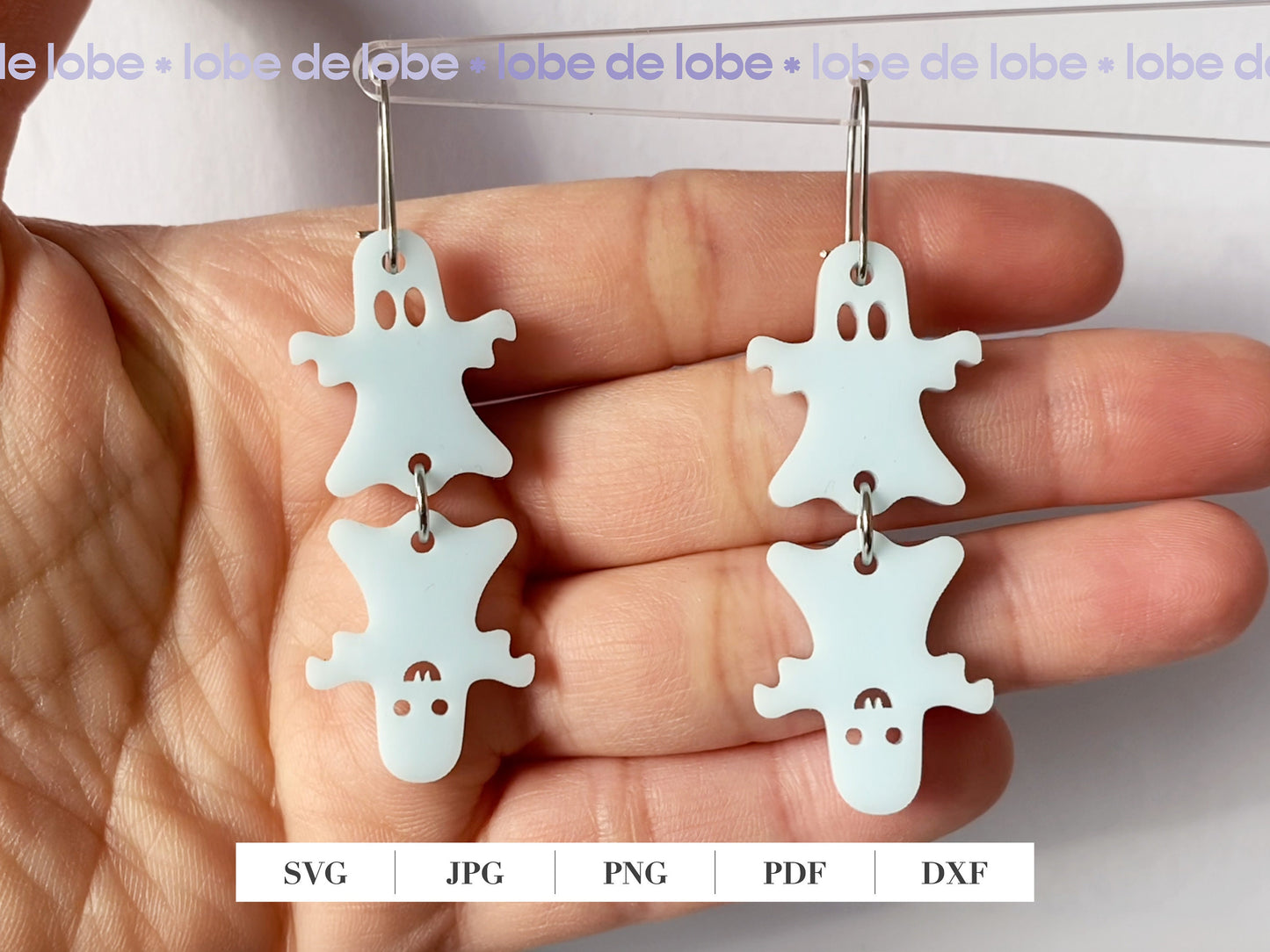 Halloween Ghost Earring Dangle Laser Cut SVG File