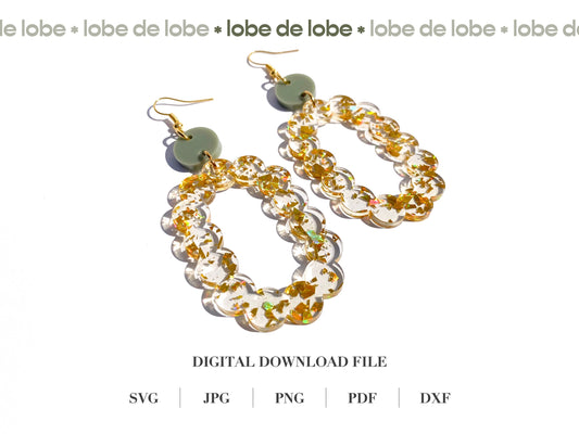 Oval Hoop Scallop Laser Cut Earrings Digital Download