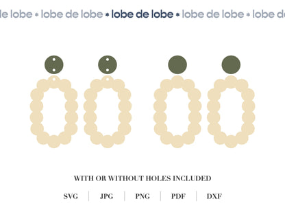 Oval Scallop Squiggle Boho Laser Cut Earrings Digital Download