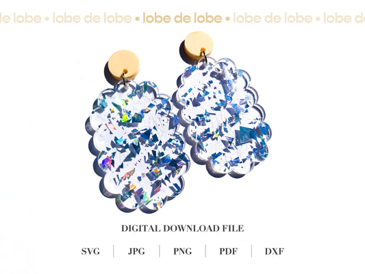 Oval Scallop Laser Cut Earrings Digital Download