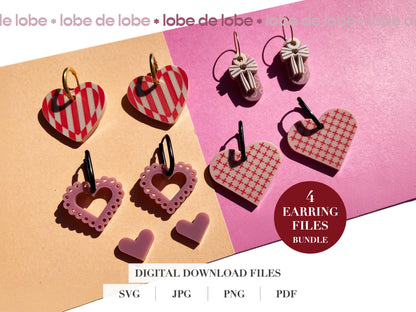 Valentines Love Heart Bundle Laser Engraved Earrings Digital Download