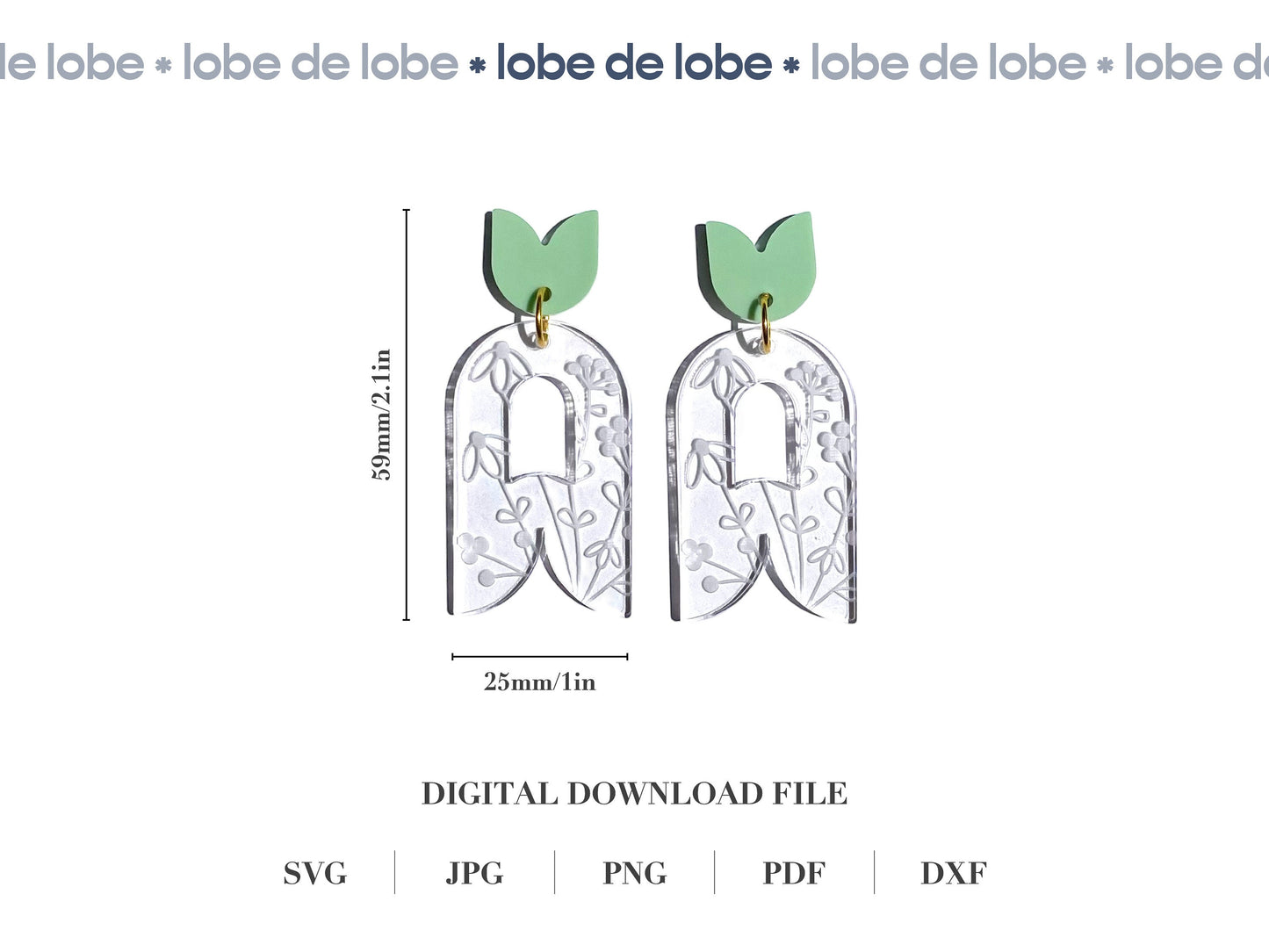 Floral Arch Shape with Cut Out Laser Engraved Earrings Digital Download