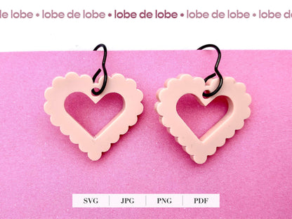 Laser Cut Design Files Love heart Earrings SVG File