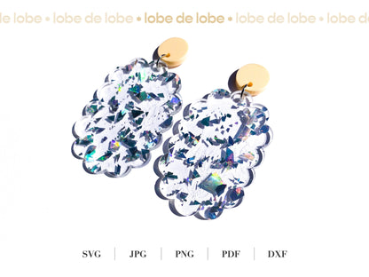 Oval Scallop Laser Cut Earrings Digital Download