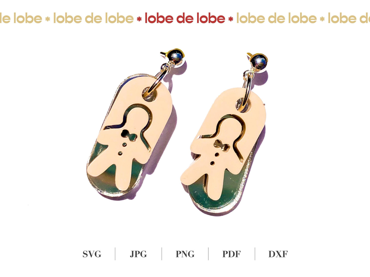 Laser Cut Design Files Cute Holiday Christmas Gingerbread earring SVG Files