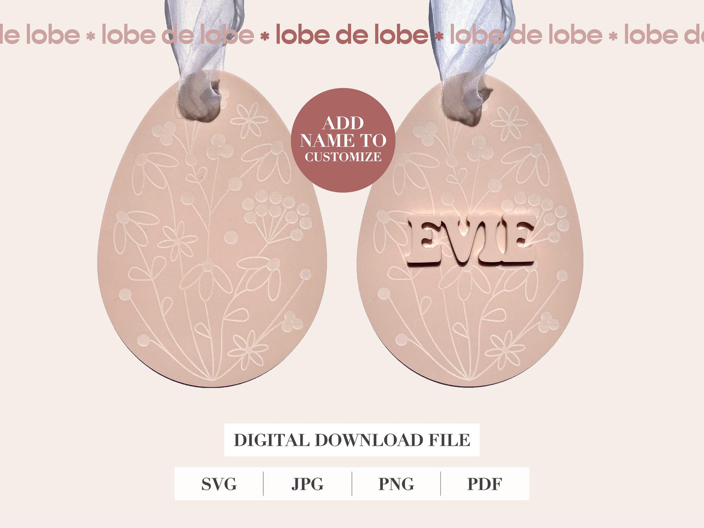 Personalized Easter Basket Tag Bundle with Name Laser Cut SVG File
