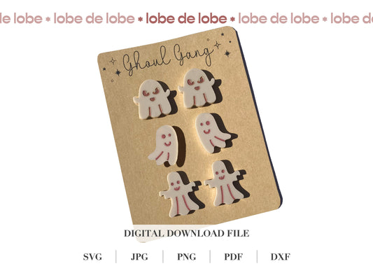 Halloween Ghost Stud Laser Engraved Earrings Digital Download