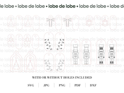 Christmas Holiday Bundle Acrylic Earrings Laser Cut SVG Files