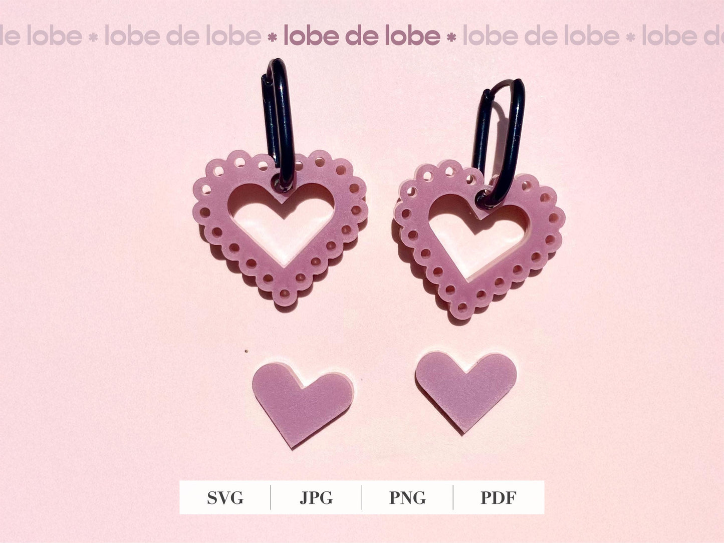 Valentines Scalloped Love Heart Earring Digital Download