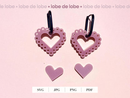 Valentines Scalloped Love Heart Earring Digital Download