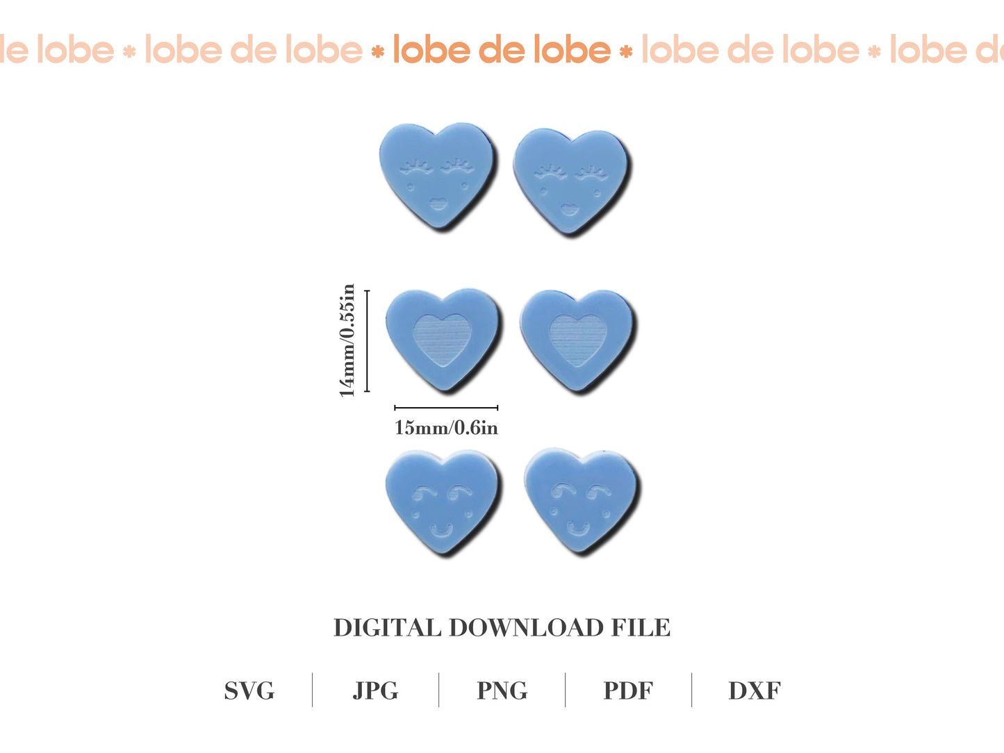 Cute Love Heart Studs Laser Engraved Earrings Digital Download