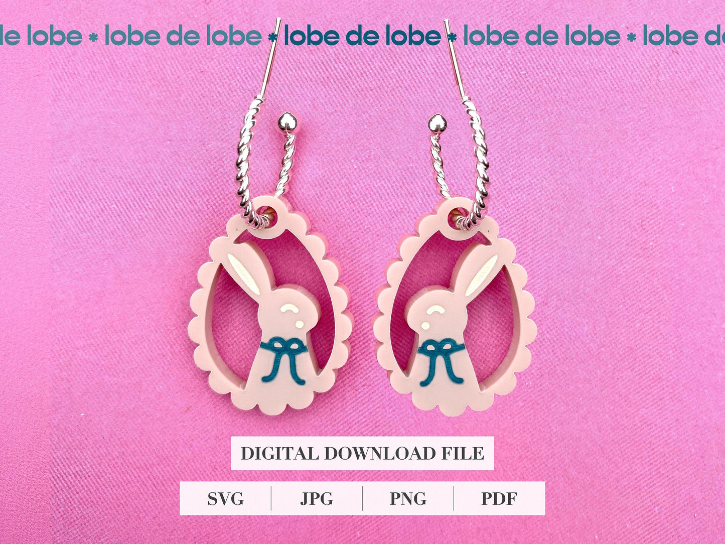 Easter Bunny Rabbit Frame Laser Engraved Earrings Digital Download