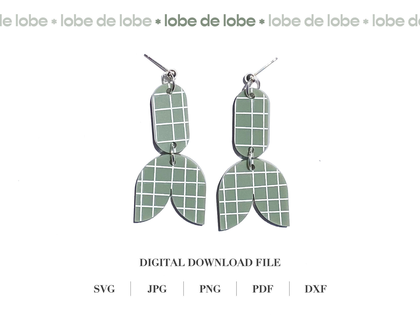 Tulip Flower Check Engrave Laser Cut Earrings Digital Download