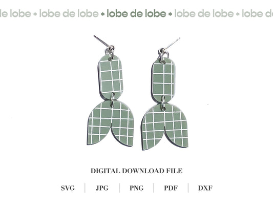 Tulip Flower Check Engrave Laser Cut Earrings Digital Download