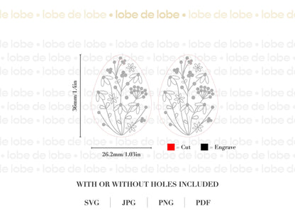 Spring Floral Easter Laser Engraved Earrings Digital Download