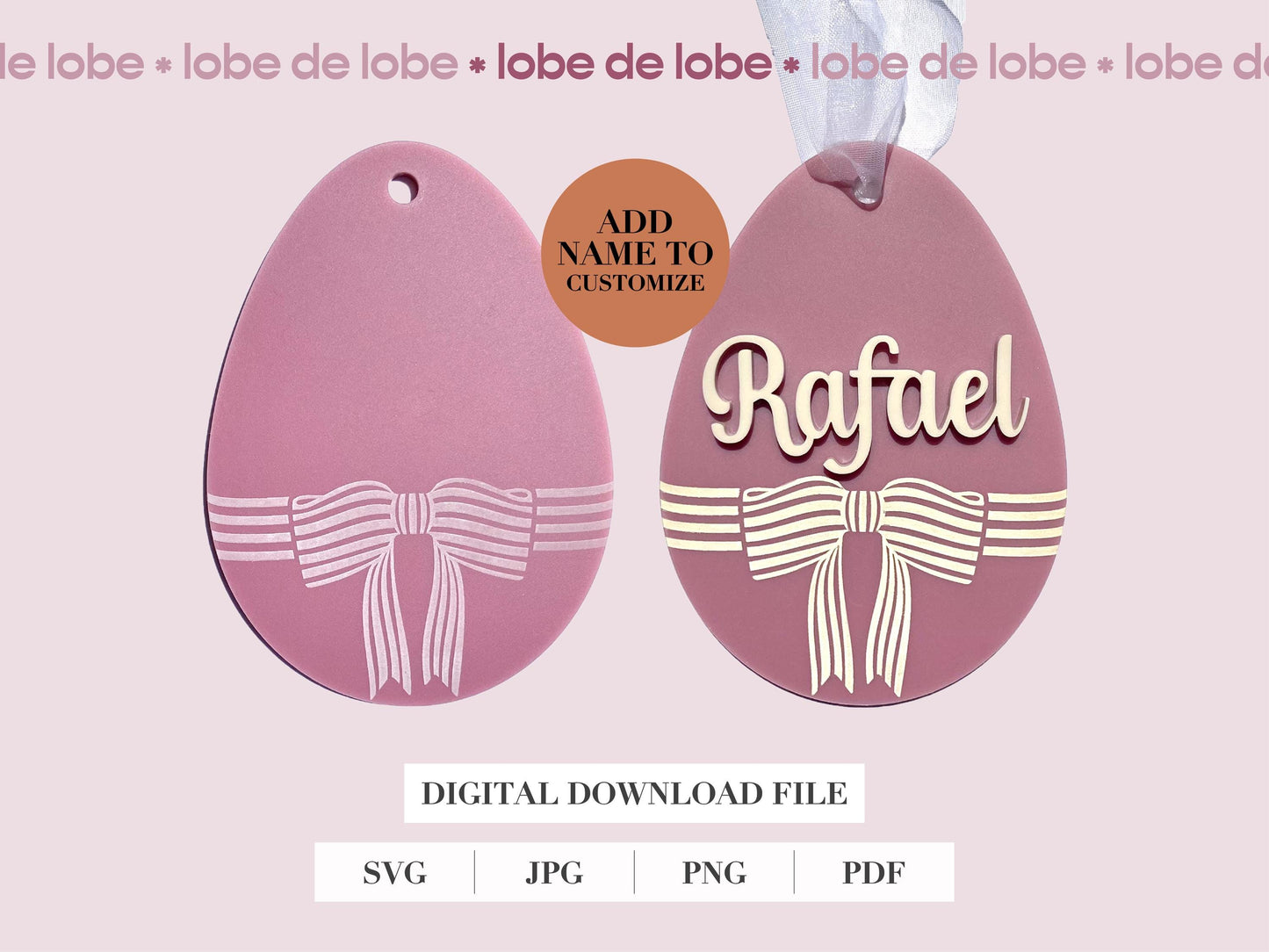 Personalized Easter Basket Tag Bundle with Name Laser Cut SVG File