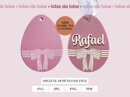 Personalized Easter Basket Tag Bundle with Name Laser Cut SVG File