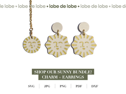 Summer Sun Laser Engraved Earrings Digital Download