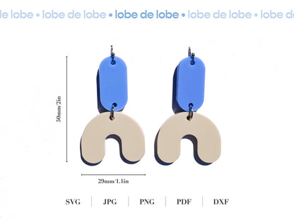 Modern Semi Circle Earrings Laser Cut SVG File