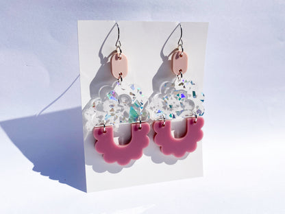 Oval Boho Scallop Laser Cut Earrings Digital Download