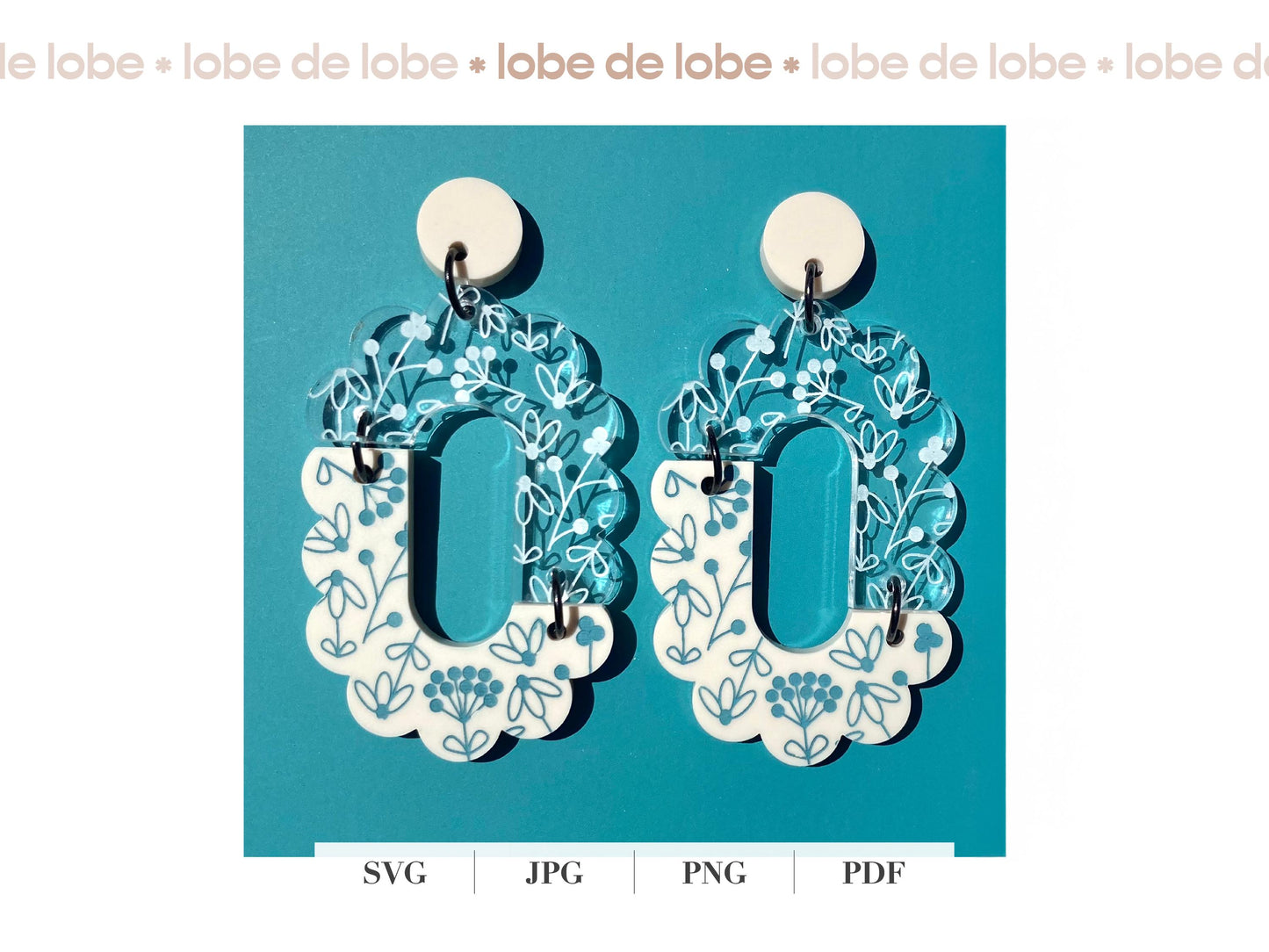 Spring Floral Boho Scallop Laser Engraved Earrings Digital Download